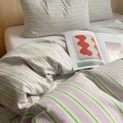 AOJIM Striped Duvet Cover Twin XL Washed Cotton 3 Pieces Vintage Bedding