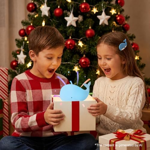 LOVERUIS Whale Night Light Silicone 7 Colors Dimmable 3 Hours Timer Whales Baby Light Decor Room Ocean Baby Nursery Decors Gift Kids