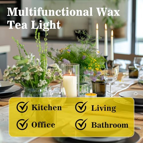 MAQIHAN 25 Pack Yellow Tea Light Candles - Mini Soy Wax Votive Candle Set