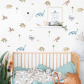 Watercolor Dinosaur Wall Decals for Boys Room, Peel and Stick