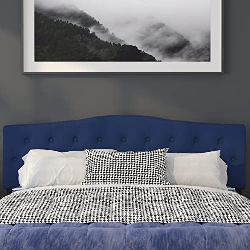 Flash Furniture Cambridge Button Tufted and Diamond Stitched Upholstered King Size Headboard in Navy Fabric