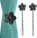 Lewondr Magnetic Curtain Tiebacks, Flower Vintage Curtain Holdbacks, Ink