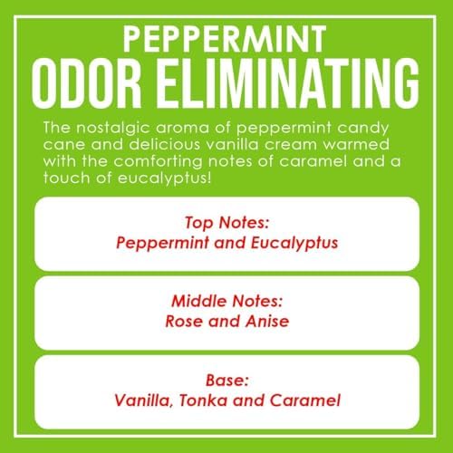 Peppermint Two Pack Odor Eliminating Highly Fragranced Candle - Eliminates 95% of Pet, Smoke, Food, and Other Smells Quickly - Up to 80 Hour Burn time - 12 Ounce Premium Soy Blend