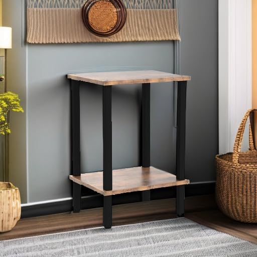 TUTOTAK End Table, Set of 2, Side Table, Nightstand, 2-Tier Storage Shelf