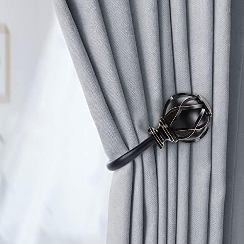 KAMANINA Decorative Curtain Drapery Holdbacks, Wall Mounted, 2 Pack Black