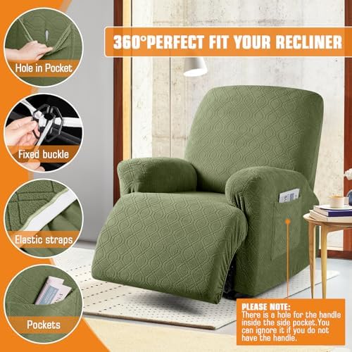 VANSOFY Stretch Recliner Chair Cover, Slipcover, Army Green, 1 Seater