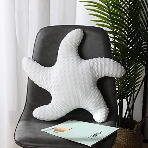 Fumete Starfish Pillow Beach Starfish Shaped Throw Pillows 20'' Stuffed Animal Cute Plush Coastal Decor Ocean Star Pillow Plush Cushion for Bedroom Living Room Sofa Couch(White,2 Pcs)