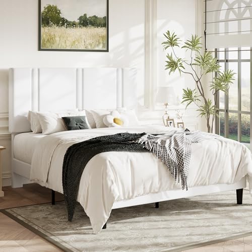 Allewie Queen Platform Bed Frame with Velvet Upholstered Headboard