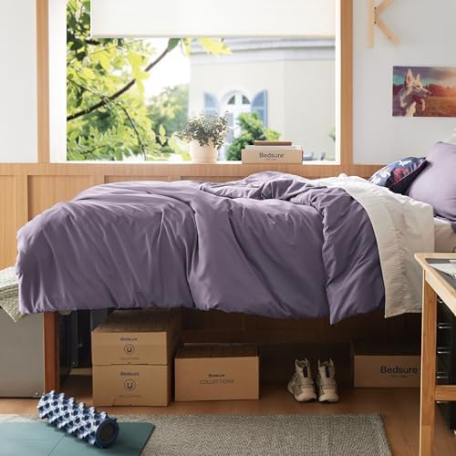 Bedsure Twin/Twin XL Duvet Cover, Double Brushed Bedding Set, Dusty Purple