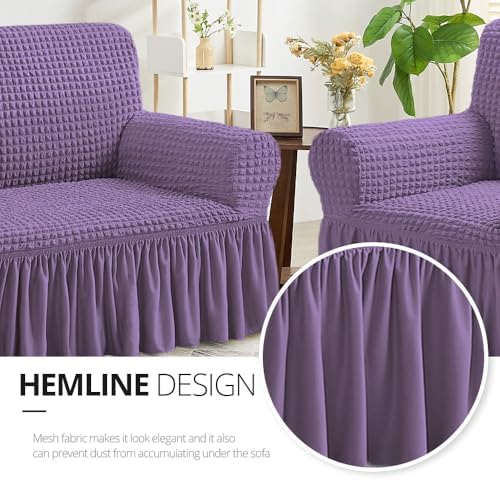 NICEEC Sofa Covers Purple Couch Cover Stretch Sofa Slipcovers with Skirt