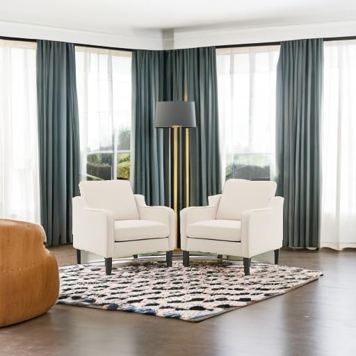 VINGLI Accent Chairs Set of 2, Linen Upholstered Armchair, Living Room