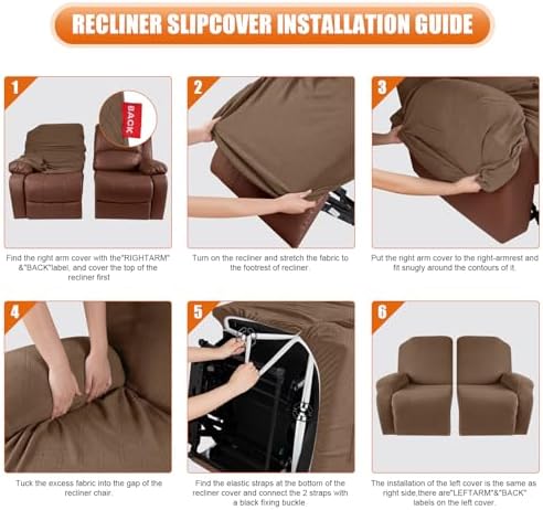 VANSOFY Oversized Stretch Recliner Loveseat Cover, Light Coffee, 2 Seater