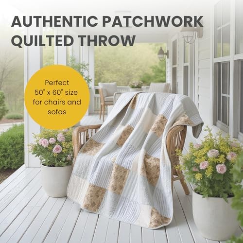 SLPR - Cotton Quilted Throw Blanket, 50" x 60" Patchwork, Country Lane