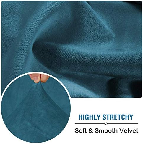H.VERSAILTEX Velvet Stretch Couch Cushion Cover Plush Cushion Slipcover for Chair Loveseat Sofa Cushion Furniture Protector Seat Cushion Sofa Cover (2 Piece Large Sofa Cushion Covers, Deep Teal)