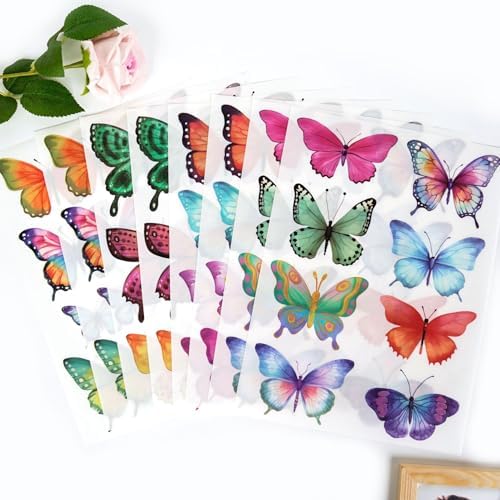 62 Large Butterfly Wall Decals - Peel and Stick Vinyl Wall Stickers for Room Decor, Safe for Walls, Repositionable