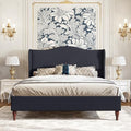 koorlian King Size Upholstered Bed Frame with 51'' Tall Headboard Dark Navy