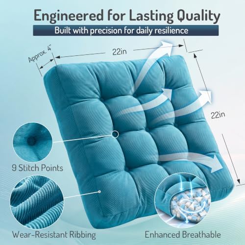 Floor Pillows Set of 2, Large Meditation Cushion for Adults, 22 Inch Square