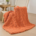 Bigacogo Chunky Knit Throw Blanket for Couch, 40x40 inches, Terracotta