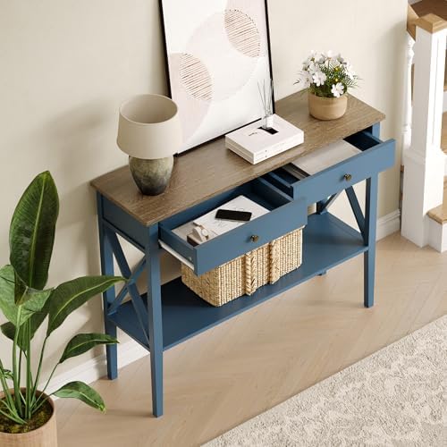 ChooChoo 39" Entryway Table with Drawers and Storage Shelf