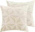 YEMYHOM Pack of 2 Throw Pillow Covers 18 x 18 Inch High Stretch Jacquard Pillowcase for Couch Sofa Living Room Home Decor, Beige