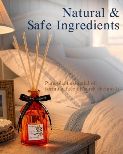M&SENSE Reed Diffuser, Madagascar Vanilla, 7.7 oz Natural Essential Oil