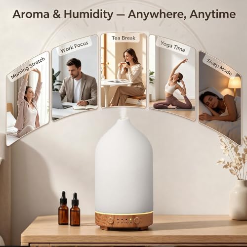 Gooamp 200ML Ceramic Essential Oil Diffuser for Home, Stone Diffuser 2 Pack