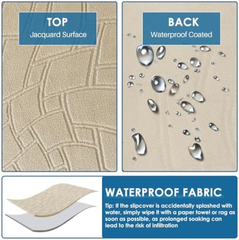 MAXIJIN Waterproof Oversized Couch Covers (91"-110"), Stretch Extra Large Sofa Cover Slipcovers with Non Slip Elastic Bottom, Pet Friendly Furniture Protector Washable (X-Large, Khaki)