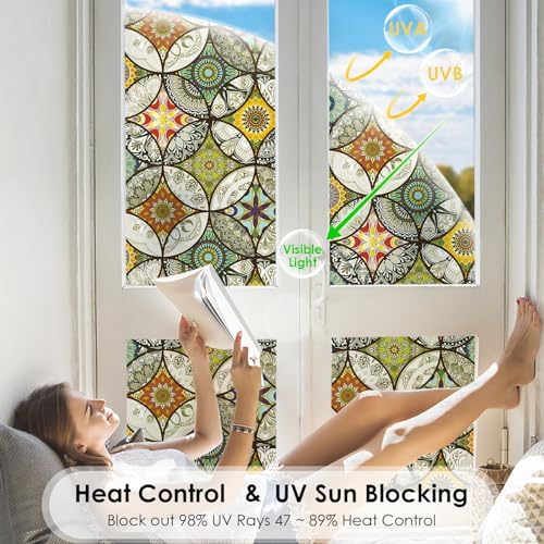 DKTIE Static Cling Decorative Window Film Easy to Install 35.4" x 78.7"