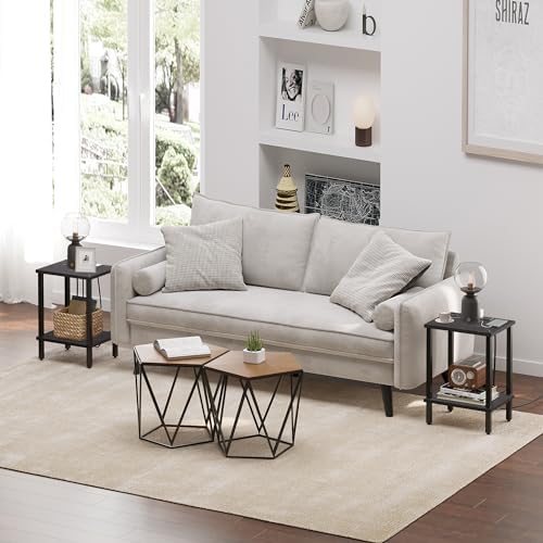 TUTOTAK End Table, Side Table, Nightstand, 2-Tier Storage Shelf