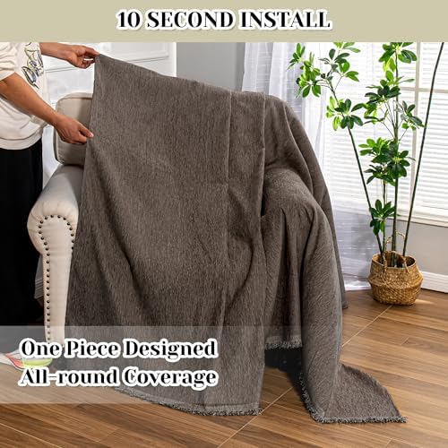 MEETSKY Oversized Chair Cover Small Couch Cover Chair Covers Armchair for Dog Sofa Throw Cover for Sofa Single Recliner, Chenille Sofa Slipcovers for Pets, 71" x 91", Dark Chocolate