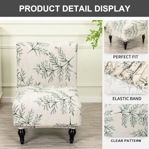 Eco-Ancheng Armless Chair Slipcover Removable Armless Accent Chairs Covers Washable Armless Slipper Chair Slipcover Printed Armless Chair Furniture Protector Covers for Living Dining Room Hotel
