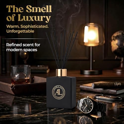 Black Reed Diffusers for Home | Premium Long-Lasting Fragrance Diffuser | Reed Diffuser Sticks in Oil Set | Smells Good in Bathroom & Office | Black, Balsam Reed Diffuser(5 oz)
