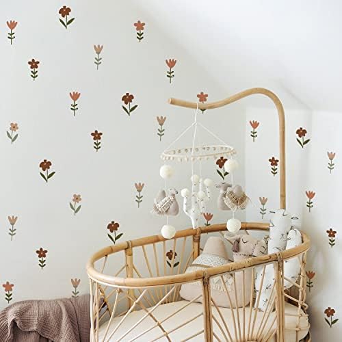 Boho Wildflower Floral Wall Decals for Nursery, Peel and Stick