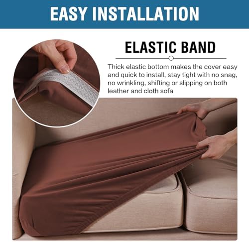 H.VERSAILTEX Velvet Stretch Couch Cushion Cover Plush Cushion Slipcover for Chair Cushion Furniture Protector Seat Cushion Sofa Cover (1 Piece Armchair Cushion Covers, Burnt Brick)