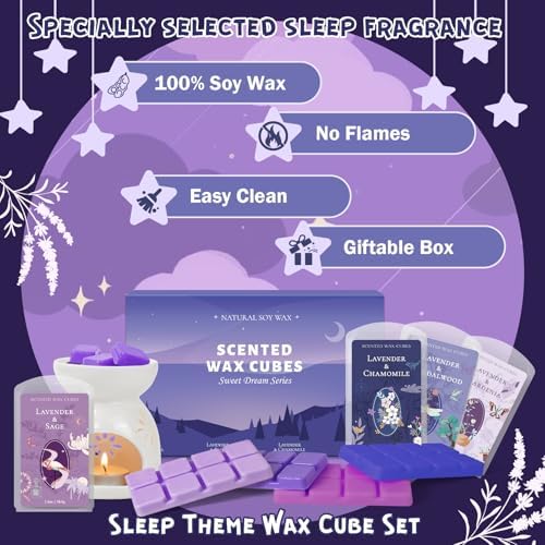 SCENTORINI Wax Melts, Winter Scented Wax Cubes, Lavender Scent for Sleep