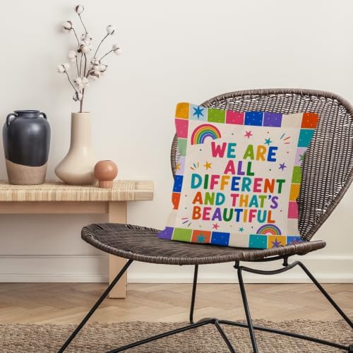 Retro Inspirational Rainbow Boy Girl Nursery Throw Pillow Cover 18x18