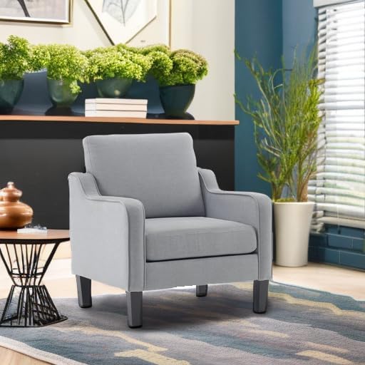 VINGLI Accent Chair, Linen Upholstered Armchair, 380 LBS, Living Room