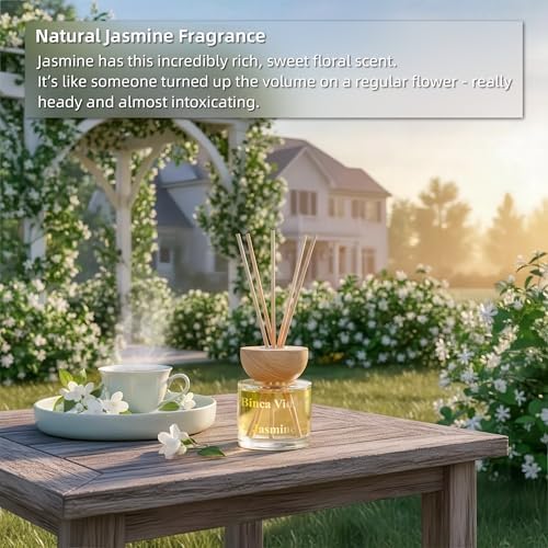 Reed Diffuser Set, Binca Vidou Lavender & Jasmine Natural Scent Oil Diffusers with Sticks for Home Office Bathroom Aromatherapy Decor 3.38oz x 2