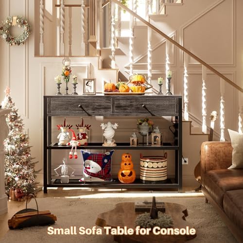 Ecoprsio 32" Small Entryway Table with Outlets, Console Table with Drawers