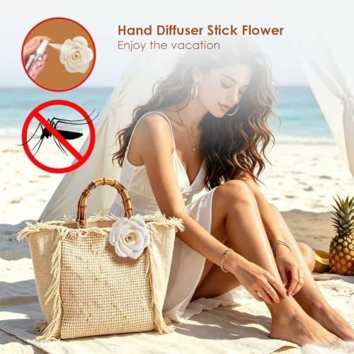 Flower Diffuser, Reed Diffuser Flowers, Sola Wood Flowers, Natural Material Reed Flower, with 8 Pcs Diffuser Rattan,2-3.5 Inches (Intangible Cultural Heritage Series - Garden)