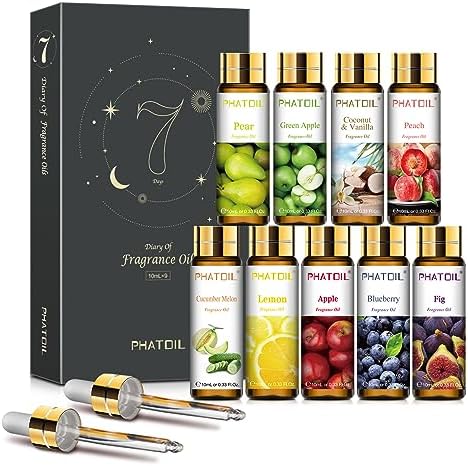 PHATOIL Fruit Fragrance Oil Set for Diffusers for Home, Soap Candle Making