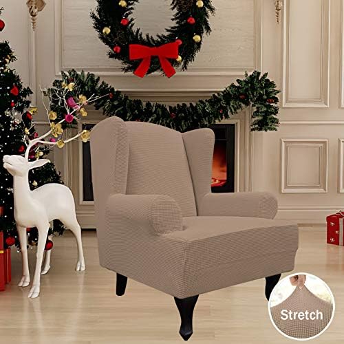 Easy-Going Stretch Large Wingback Chair Sofa Slipcover Camel