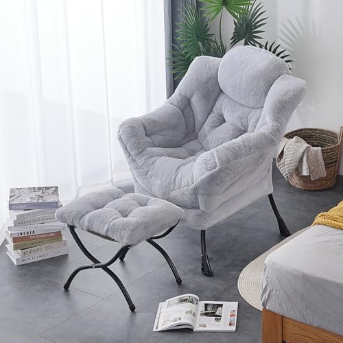 LITA Lazy Chair with Ottoman, Comfy Accent Reading Chair