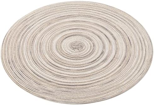 SHACOS Round Braided Placemats 15 inch Set of 4 Variegated Washable Kitchen Table Placemats for Home Wedding Party (Rainbow Gray, 4)