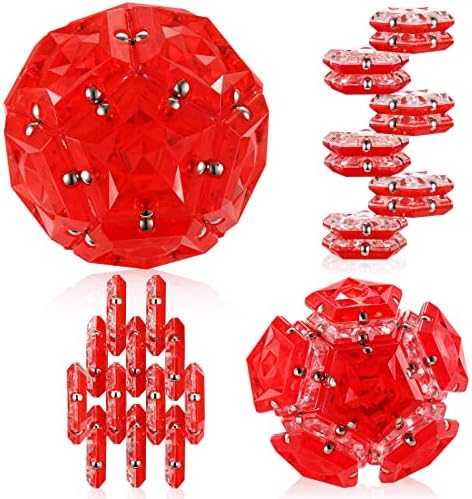 Magnetic Fidget Sphere, Crystal Red, Sensory Desk Toy for Stress Focus Anxiety Relief