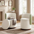 Ottoman with Storage, Round Vanity Stool with Back