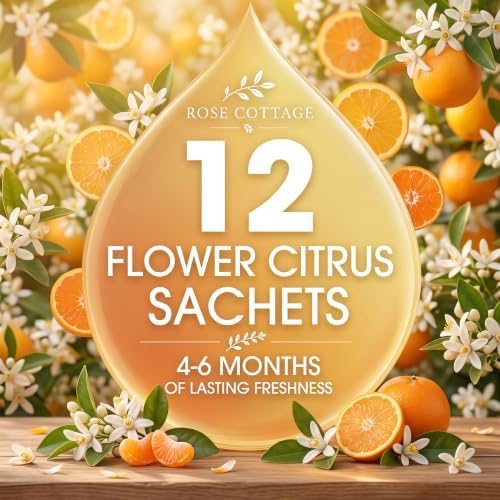 Large 12 Packs Flower Citrus Hanging Scented Sachets Long-Lasting Closet Deodorizer Air Freshener Fabric Refresher Odor Eliminator for Drawer Home Fragrance Gift Set