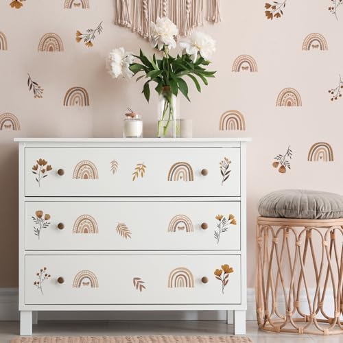 Boho Rainbow Flower Wall Decals for Nursery, Peel and Stick
