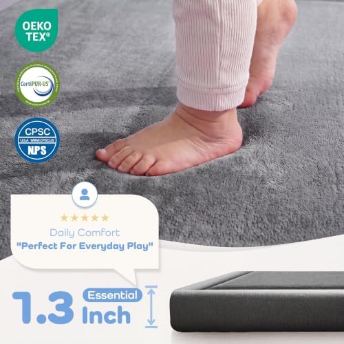 1.3" Thick Baby Play Mat for Floor,59x79 Large Memory Foam Tummy Time Mat