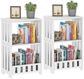 HAYOFAMY 3-Tier End Table Night Stand Set of 2, White Side Table with Storage Shelf, Small Bookshelf Bedside Table for Bedroom, Living Room, Office, Bathroom